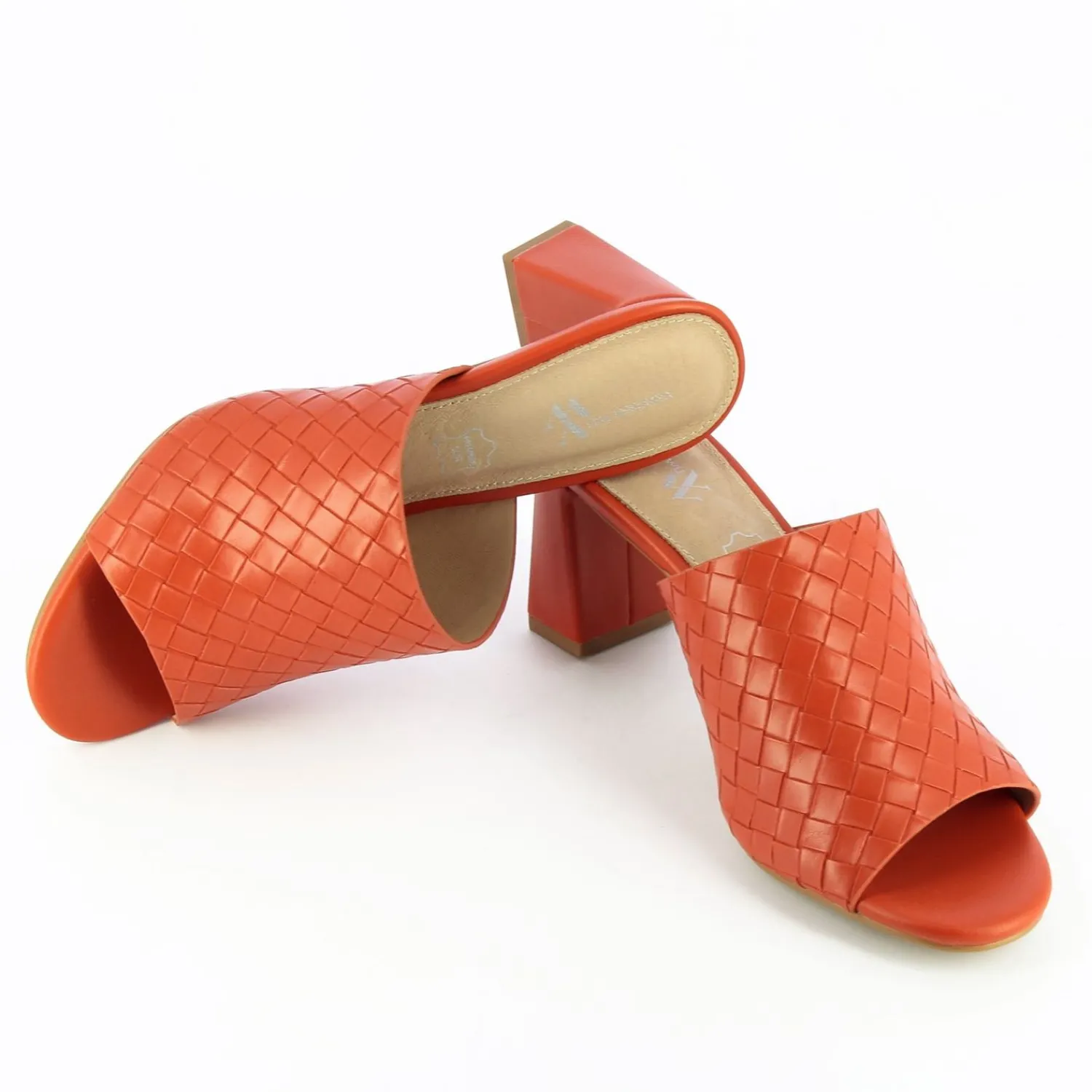 Vanessa Wu Sandales À Talon, Compensées>Mules A Talon Melaurie Rouge Effet Tresse