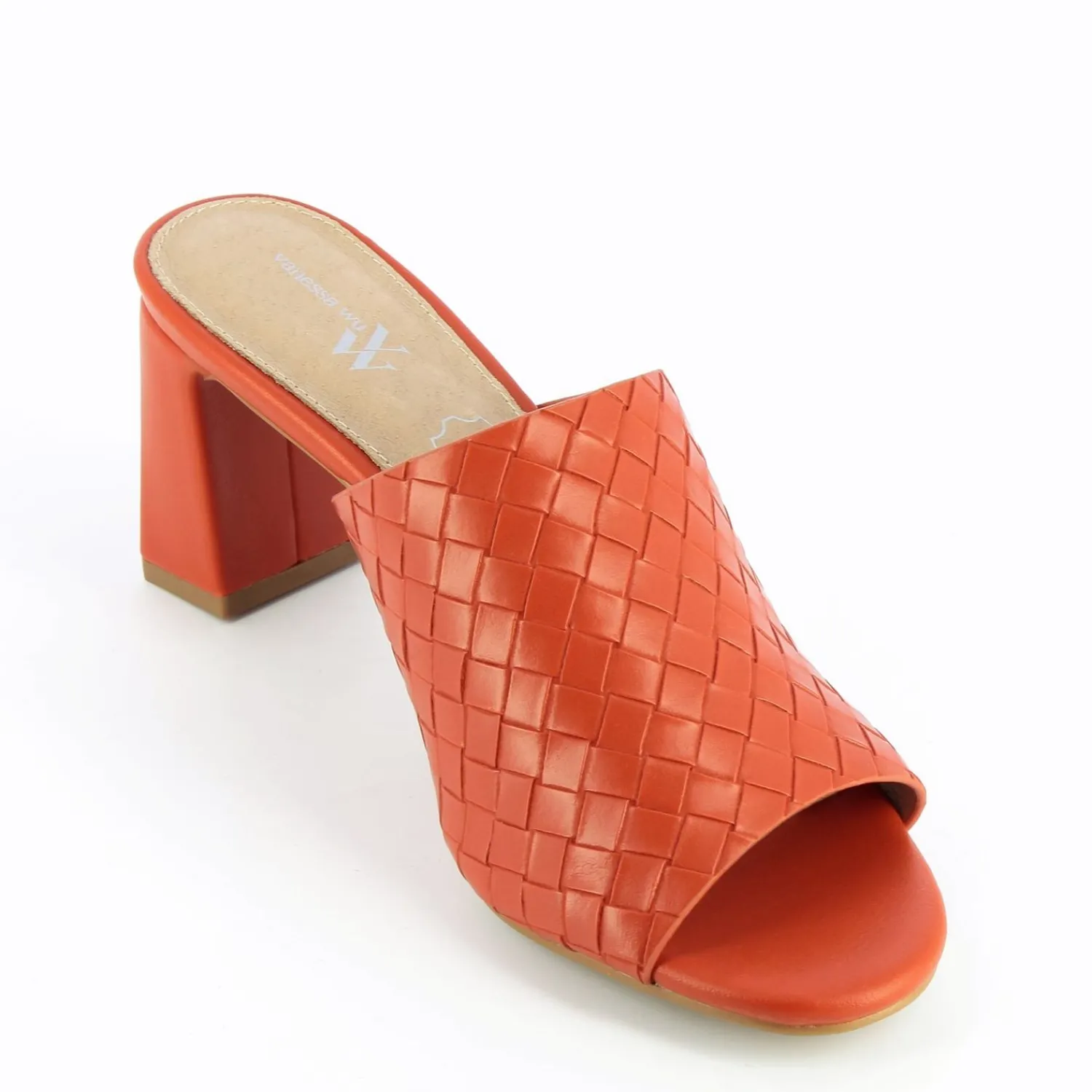Vanessa Wu Sandales À Talon, Compensées>Mules A Talon Melaurie Rouge Effet Tresse