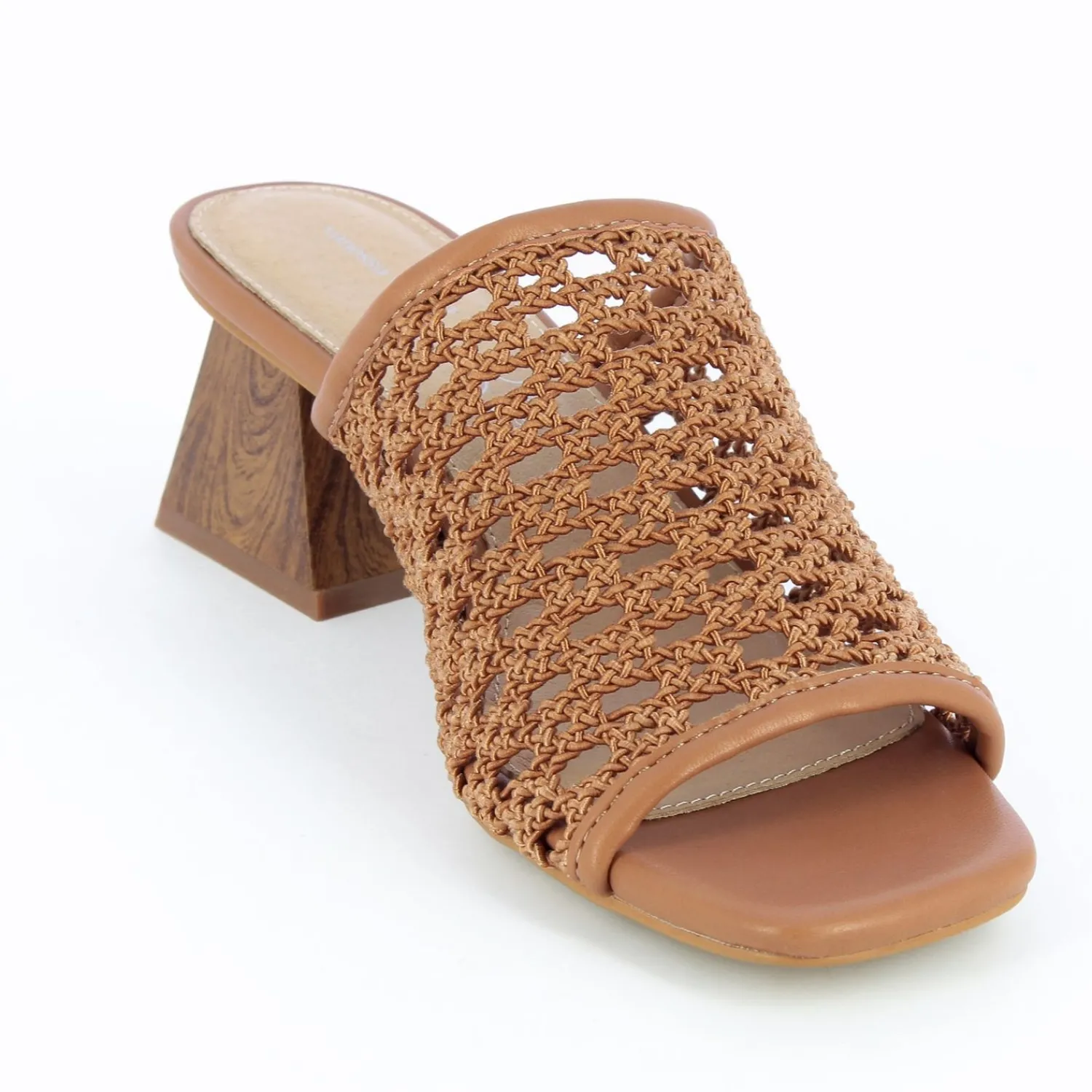 Vanessa Wu Sandales À Talon, Compensées>Mules A Talon Sandrine Camel Tressees Facon Cannage