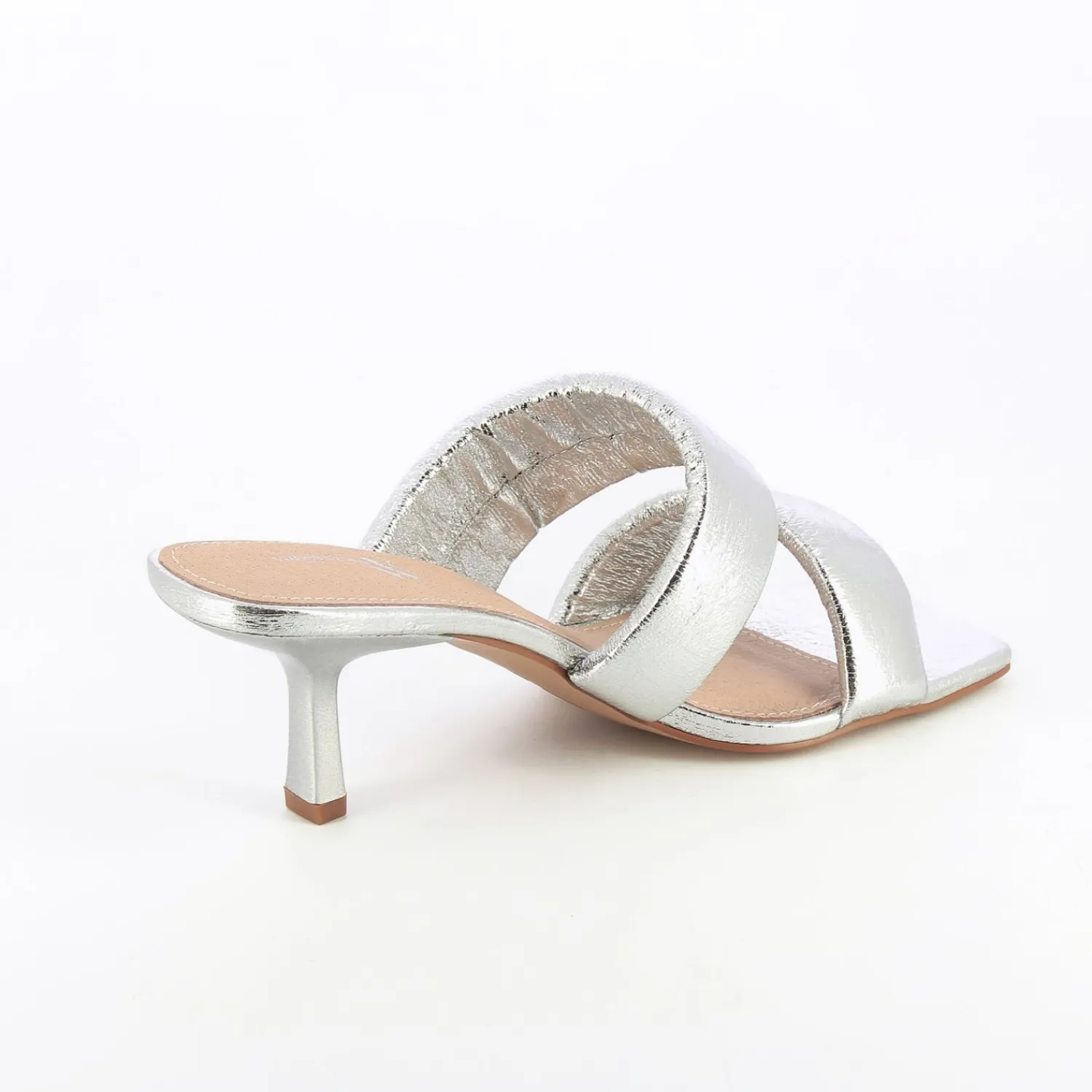 Vanessa Wu Sandales À Talon, Compensées>Mules Elia Argent A Brides Rembourrees