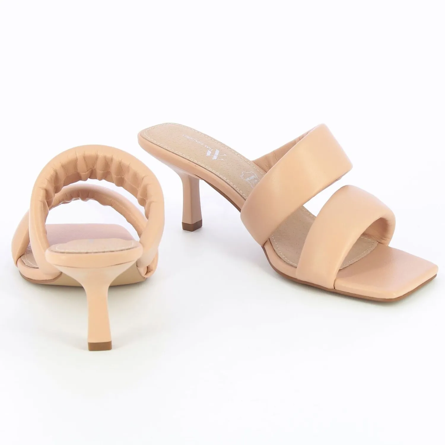 Vanessa Wu Sandales À Talon, Compensées>Mules Elia Rose Pale A Brides Rembourrees