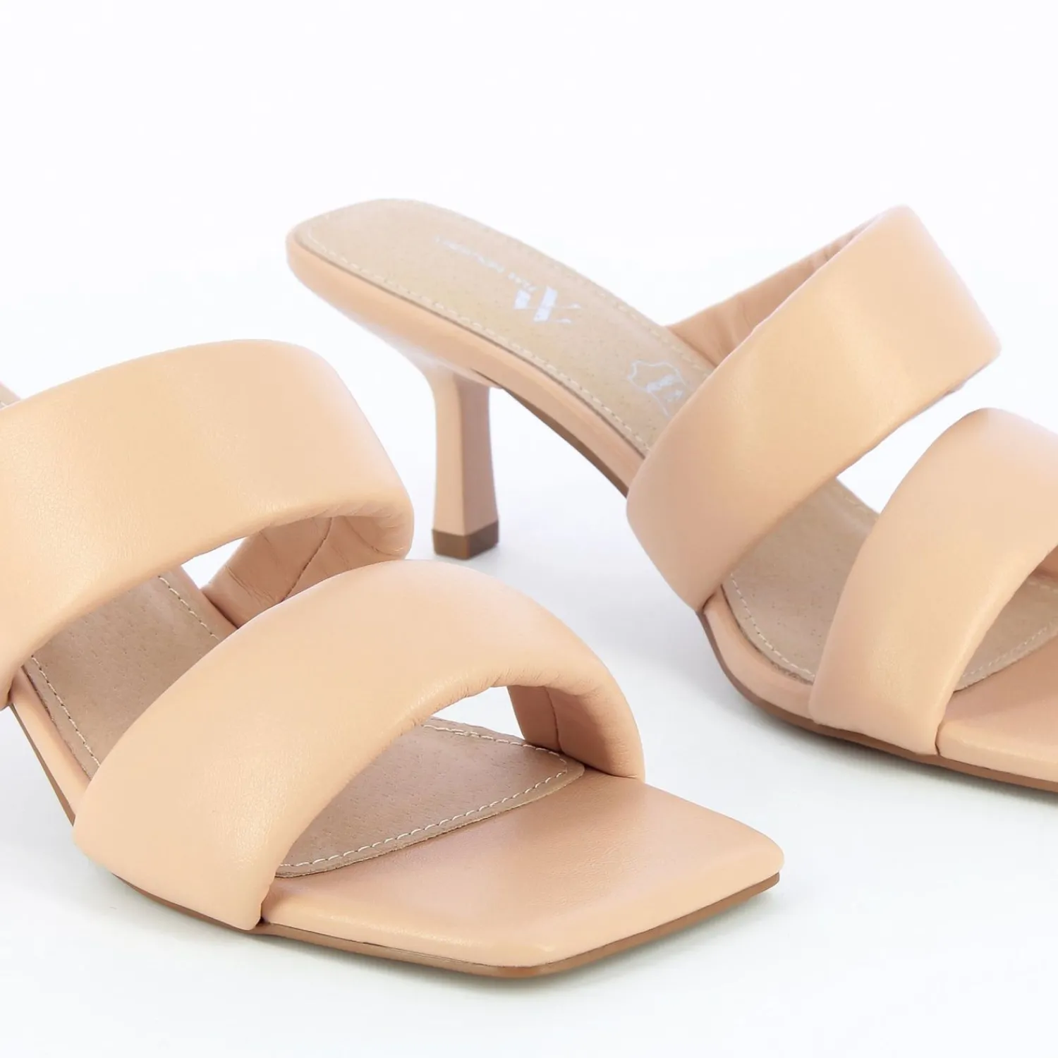 Vanessa Wu Sandales À Talon, Compensées>Mules Elia Rose Pale A Brides Rembourrees