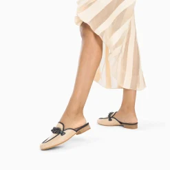 Vanessa Wu Mocassins, Derbies, Ballerines>Mules Emna Beige Et Bleu Marine A Chaine Mate