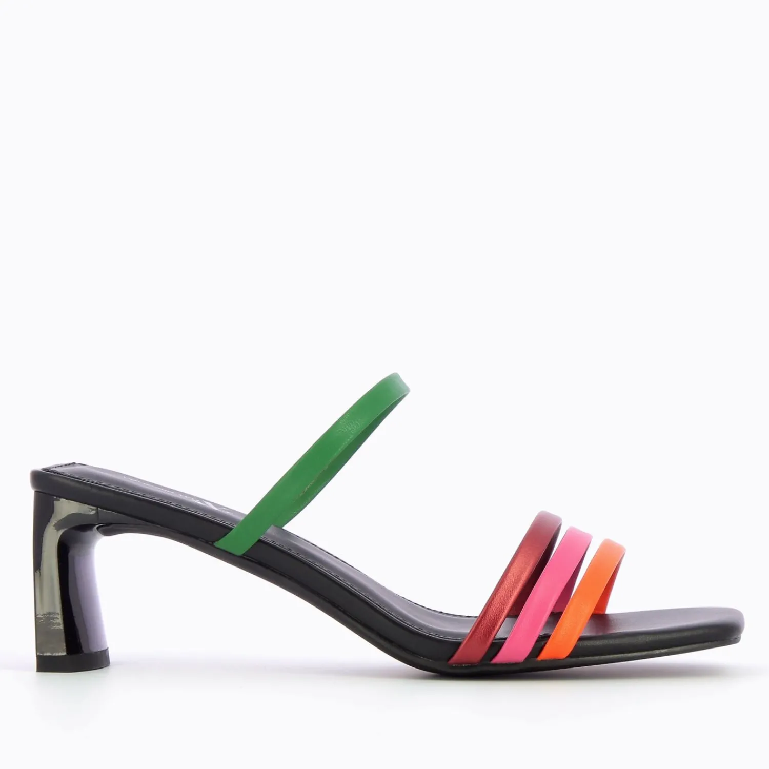 Vanessa Wu Sandales À Talon, Compensées>Mules Gaetane Noires A Brides Multicolores
