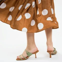 Vanessa Wu Sandales À Talon, Compensées>Mules Kitten Heel Axelle Vert Amande