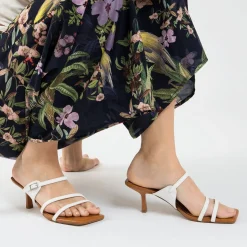 Vanessa Wu Sandales À Talon, Compensées>Mules Kitten Heel Axelle Blanches