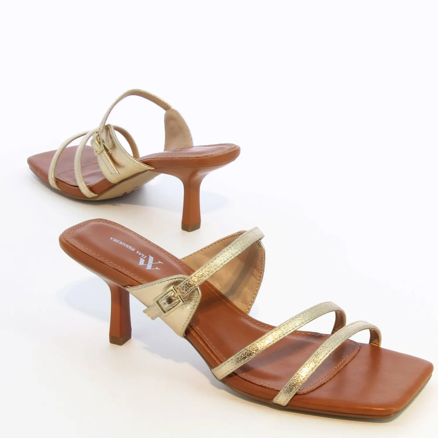 Vanessa Wu Sandales À Talon, Compensées>Mules Kitten Heel Axelle Or