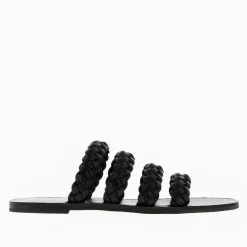 Vanessa Wu Sandales Plates>Mules Mila A Brides Tressees Noires