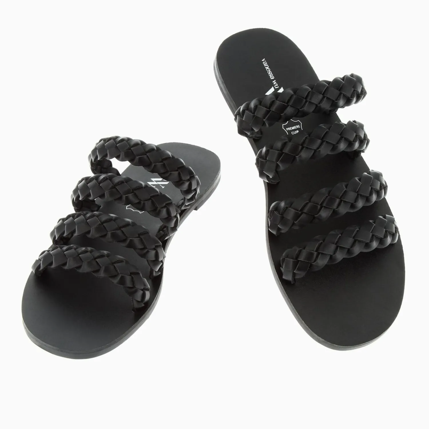 Vanessa Wu Sandales Plates>Mules Mila A Brides Tressees Noires
