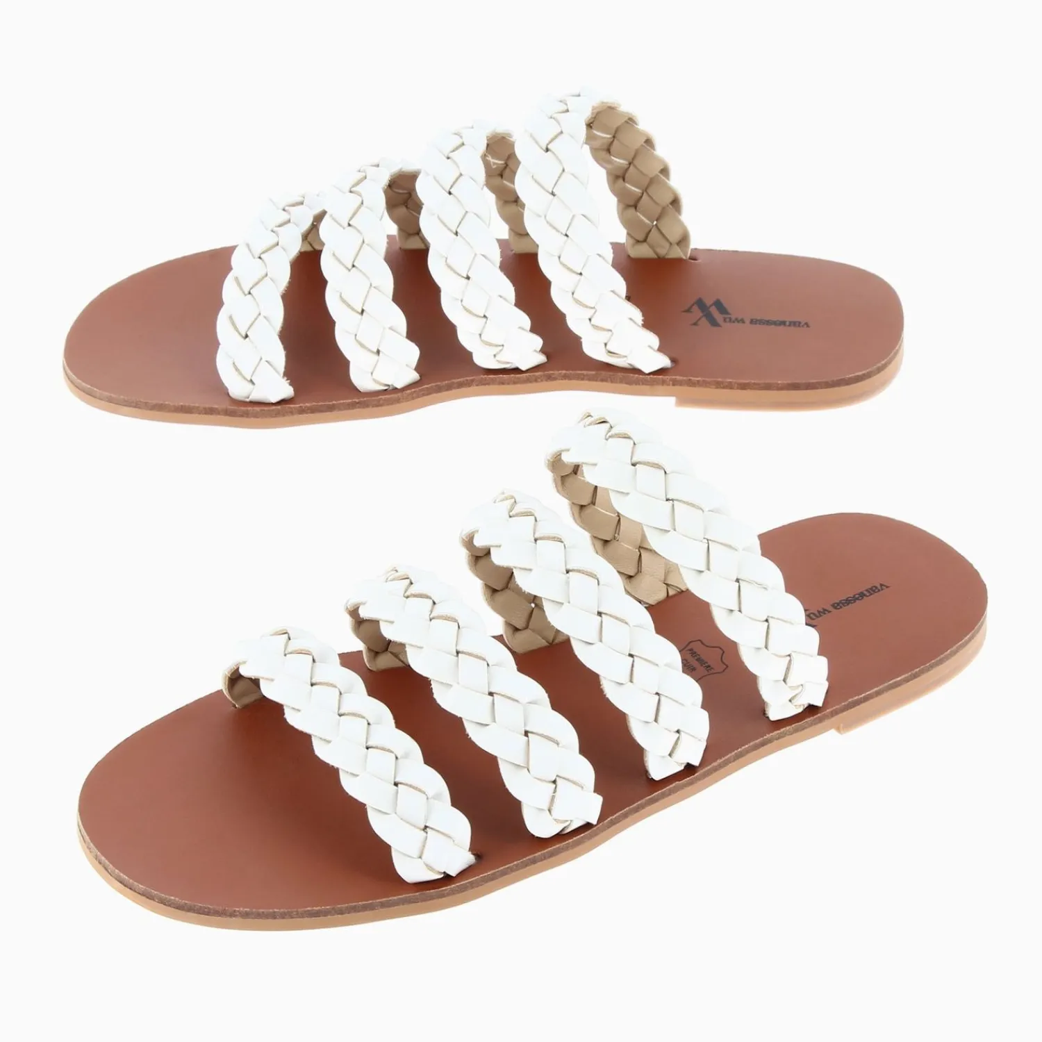 Vanessa Wu Sandales Plates>Mules Mila A Brides Tressees Blanches