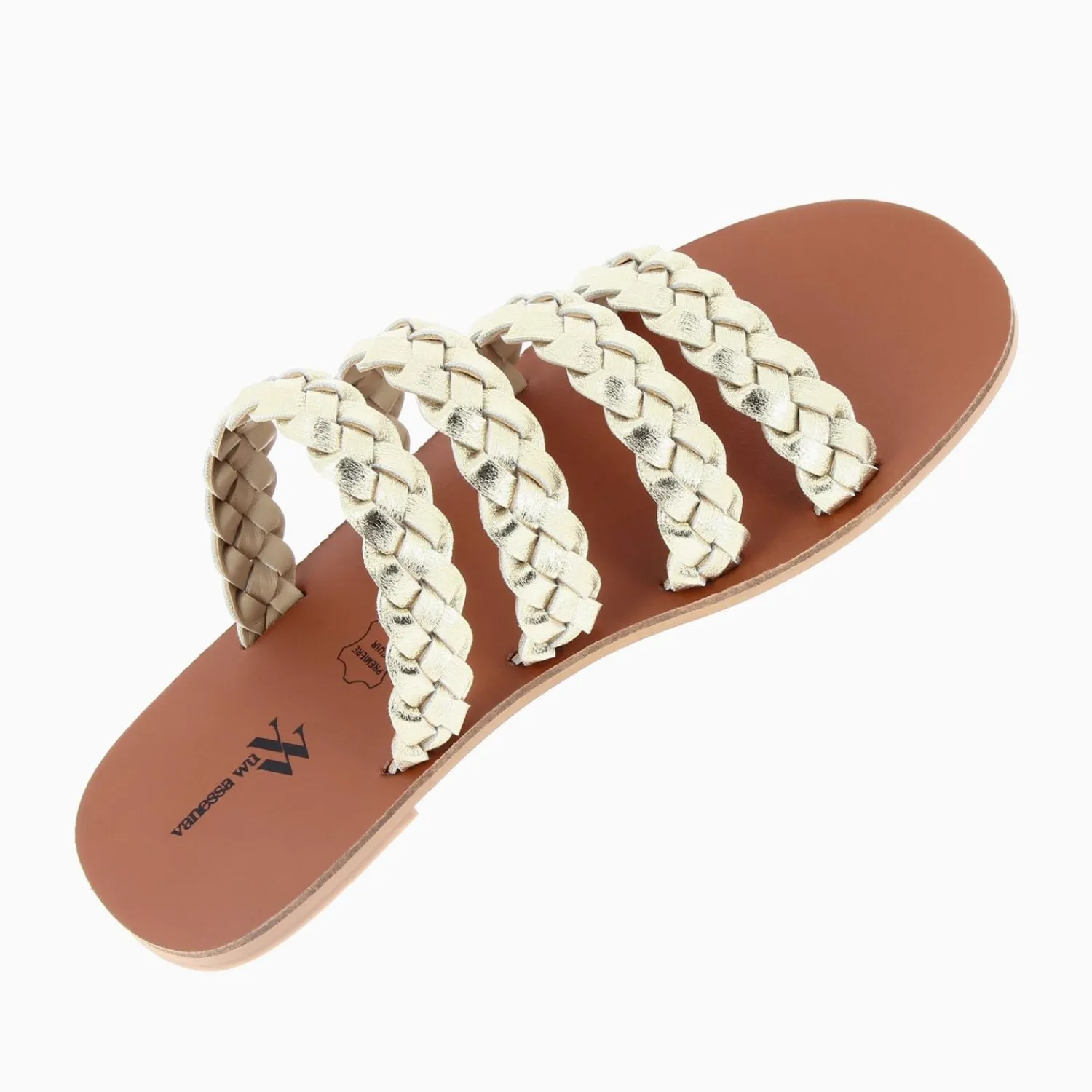 Vanessa Wu Sandales Plates>Mules Mila A Brides Tressees Or