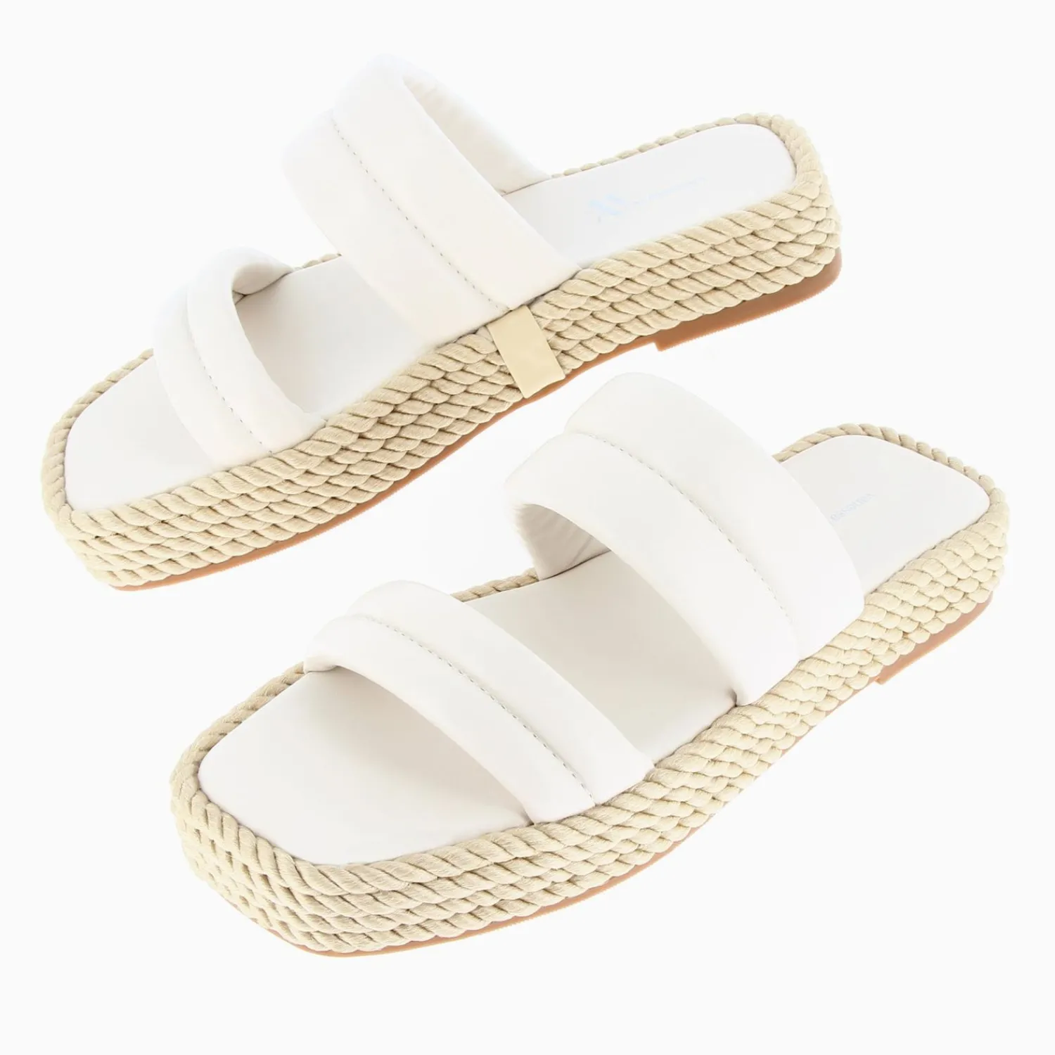 Vanessa Wu Sandales Plates>Mules Nala Beige Clair A Plateforme Cordes