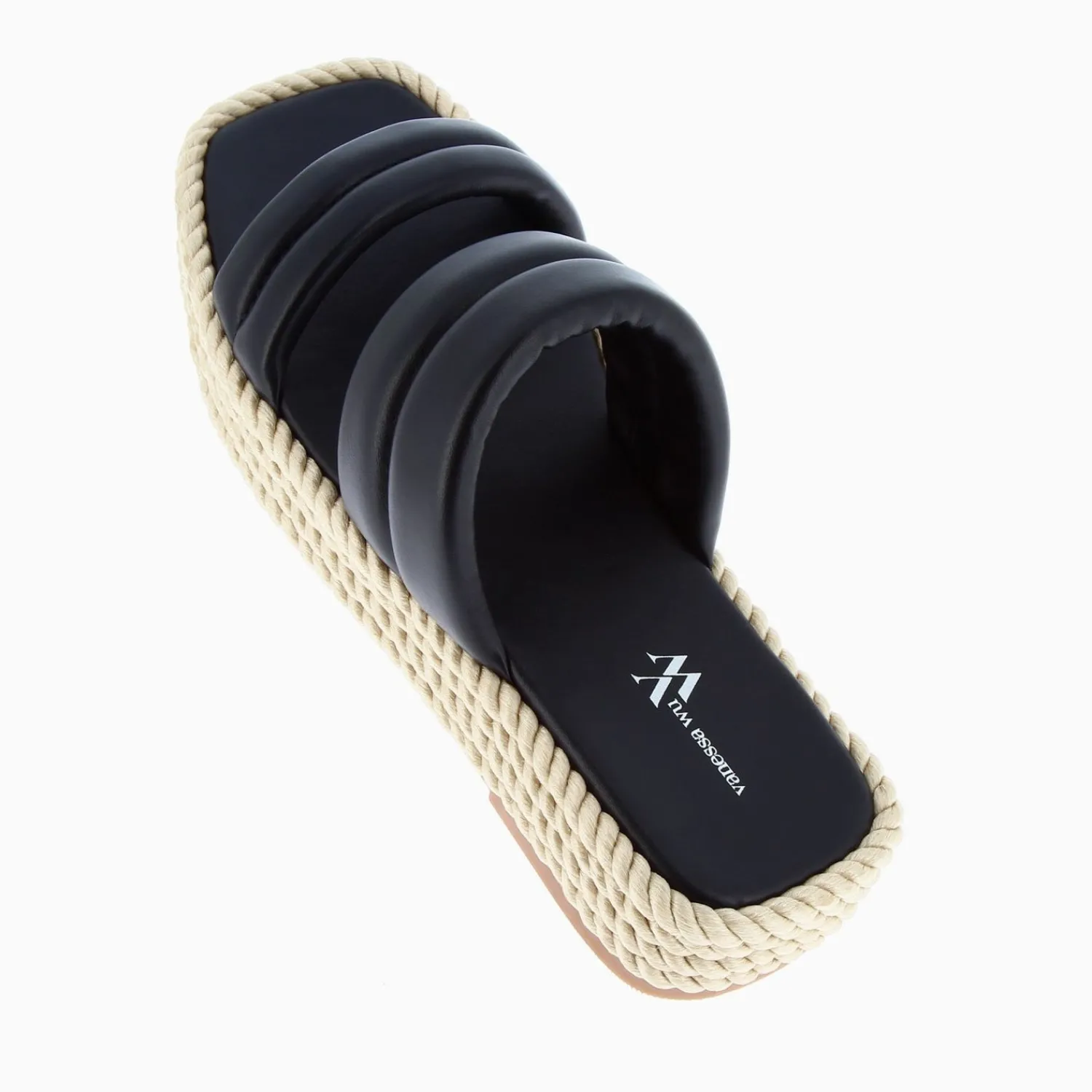Vanessa Wu Sandales Plates>Mules Nala Noires A Plateforme Cordes