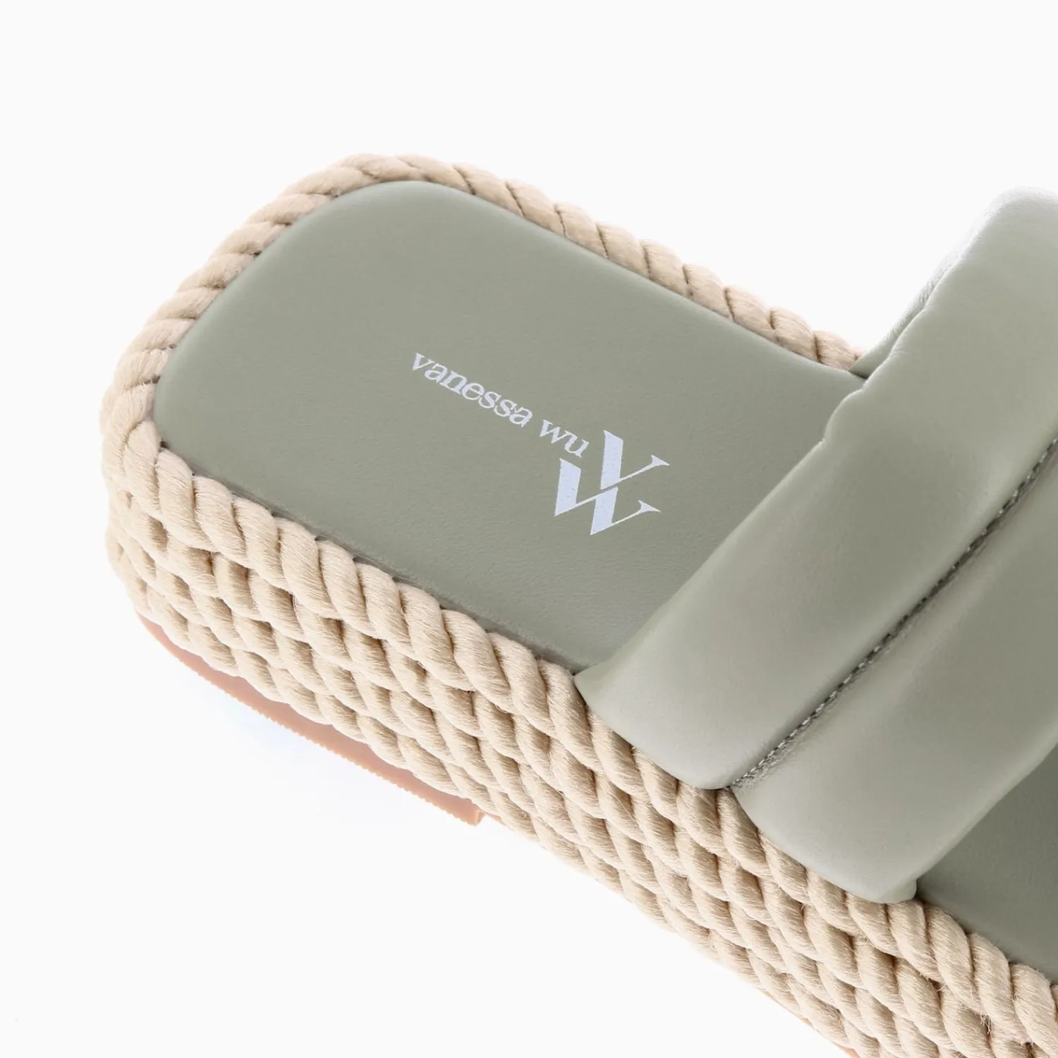 Vanessa Wu Sandales Plates>Mules Nala Vert Pastel A Plateforme Cordes