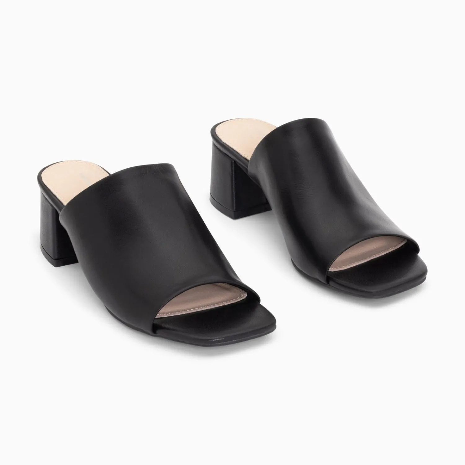 Vanessa Wu Sandales À Talon, Compensées>Mules Peep-Toe Helene Noires A Talon