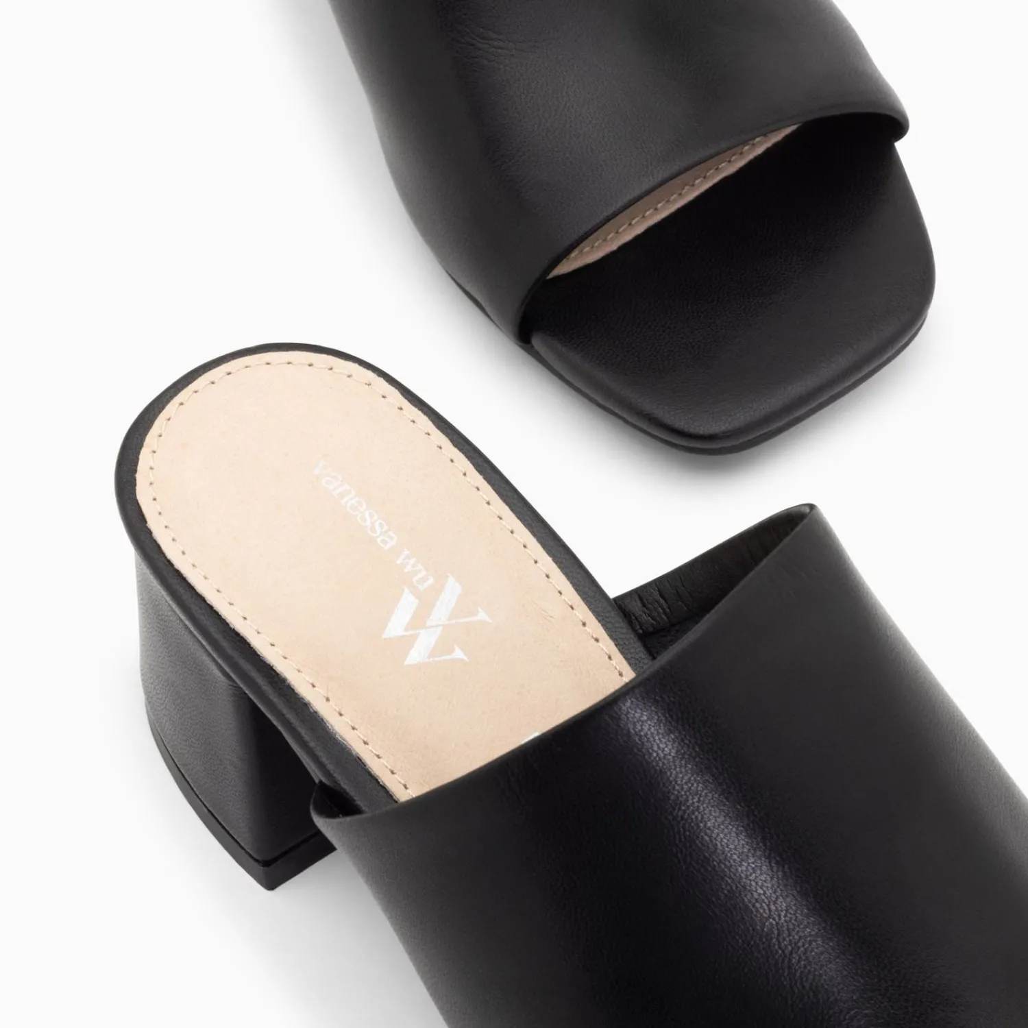 Vanessa Wu Sandales À Talon, Compensées>Mules Peep-Toe Helene Noires A Talon