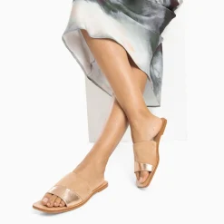 Vanessa Wu Sandales Plates>Mules Plates Soeacik Bi-Matiere Beige Et Rose Gold