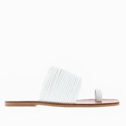 Vanessa Wu Sandales Plates>Mules Thea Blanches A Multiples Brides Et Passe-Pouce