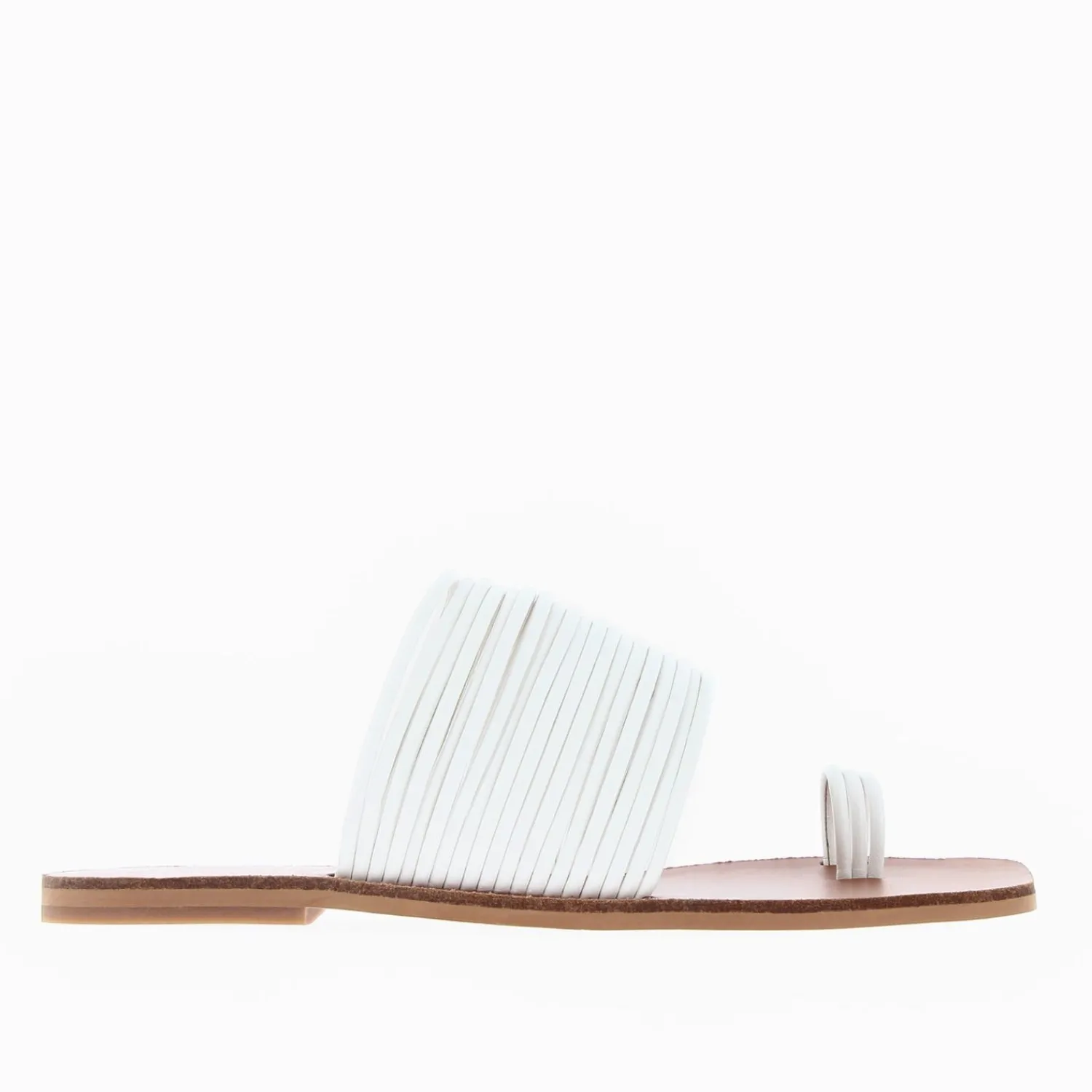 Vanessa Wu Sandales Plates>Mules Thea Blanches A Multiples Brides Et Passe-Pouce