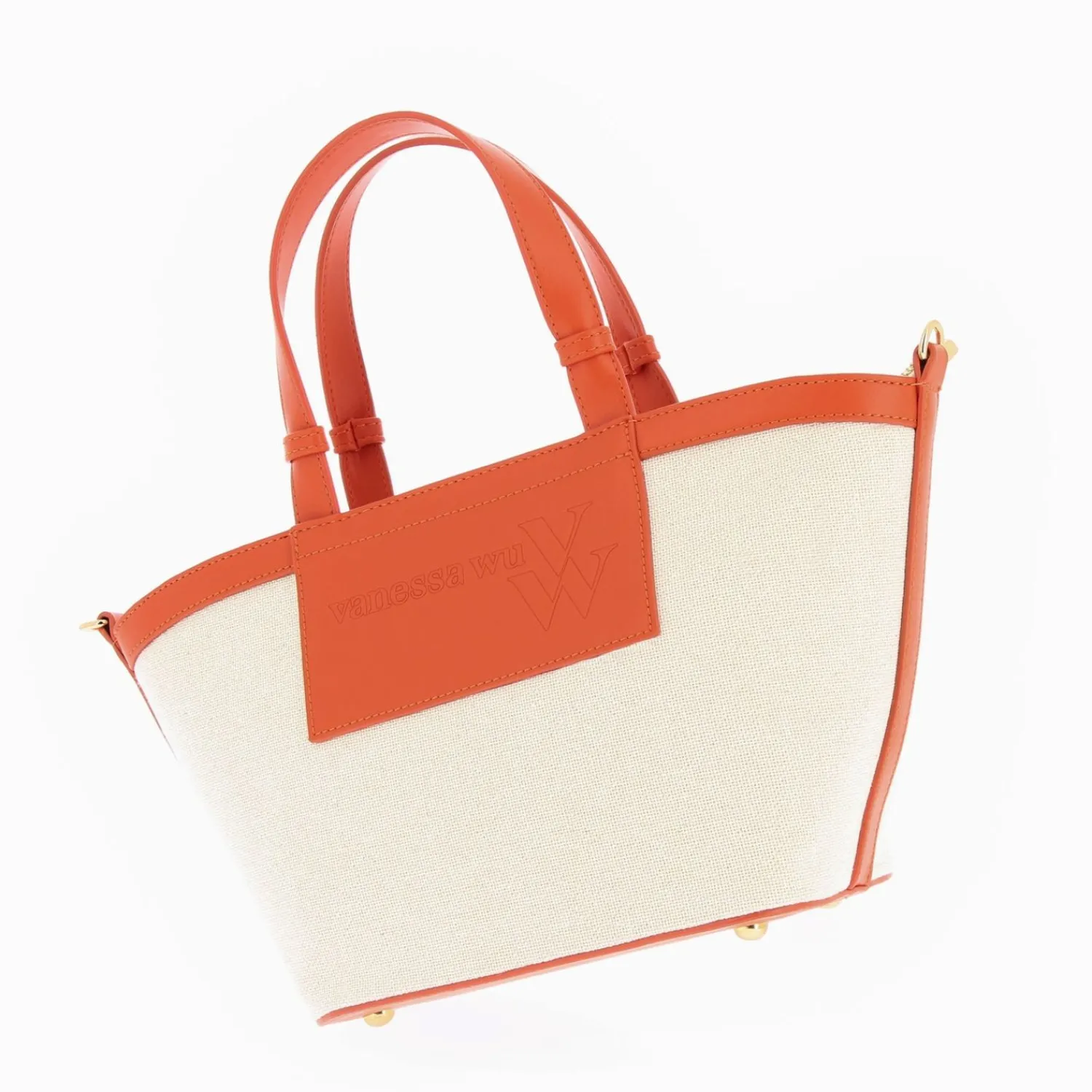 Vanessa Wu Sacs>Petit Sac Cabas Trapeze Eve Beige Et Orange