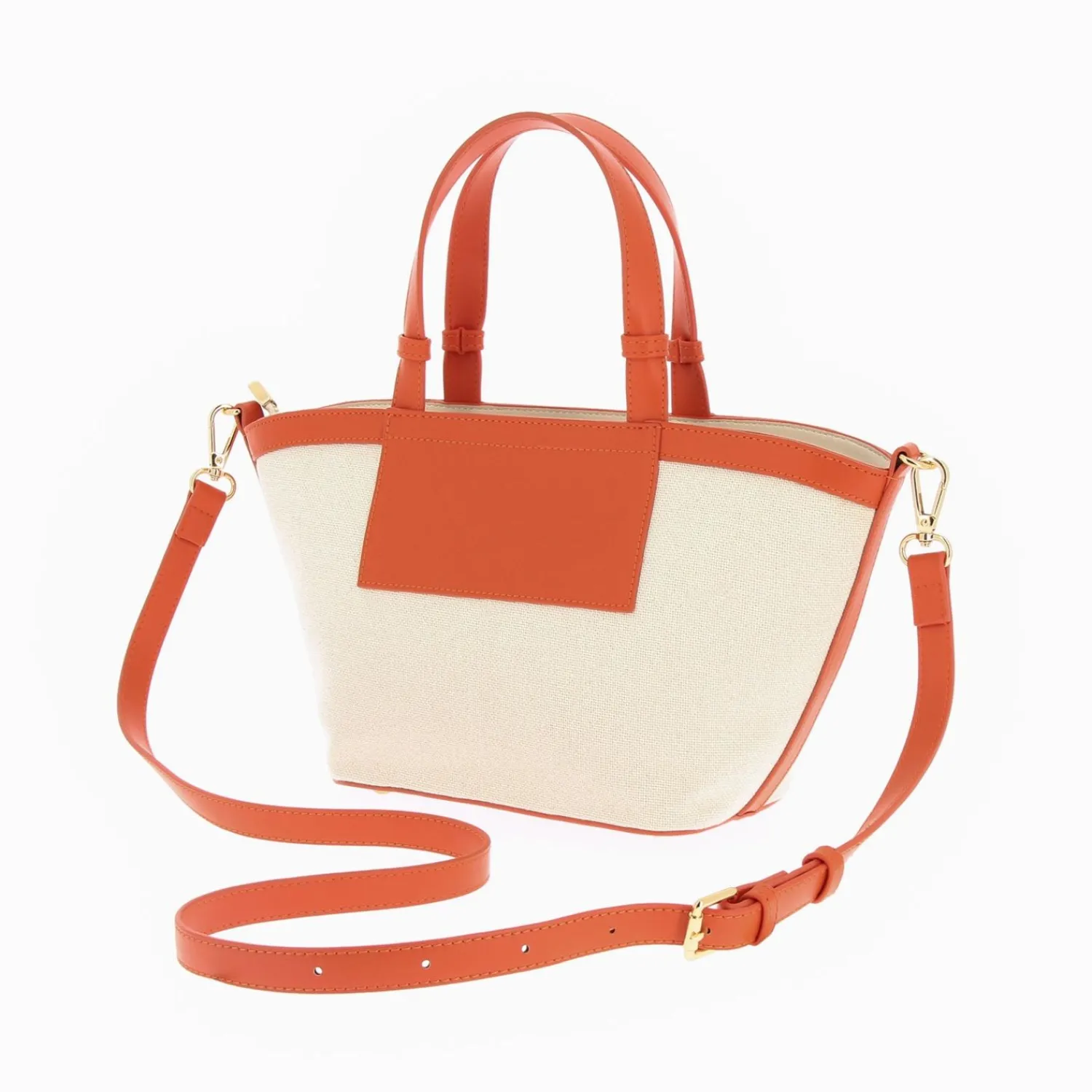 Vanessa Wu Sacs>Petit Sac Cabas Trapeze Eve Beige Et Orange