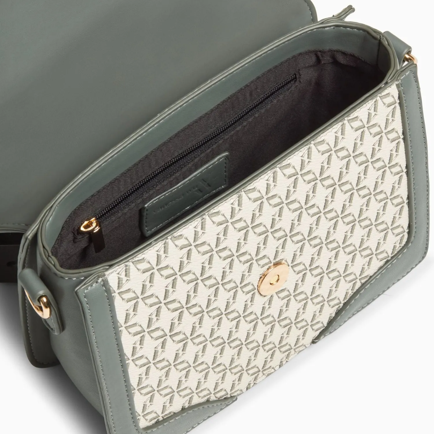 Vanessa Wu Sacs>Petit Sac Cartable Karen Vert A Toile Monogramme