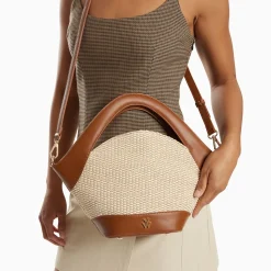 Vanessa Wu Sacs>Petit Sac Panier Juliane Beige Et Camel
