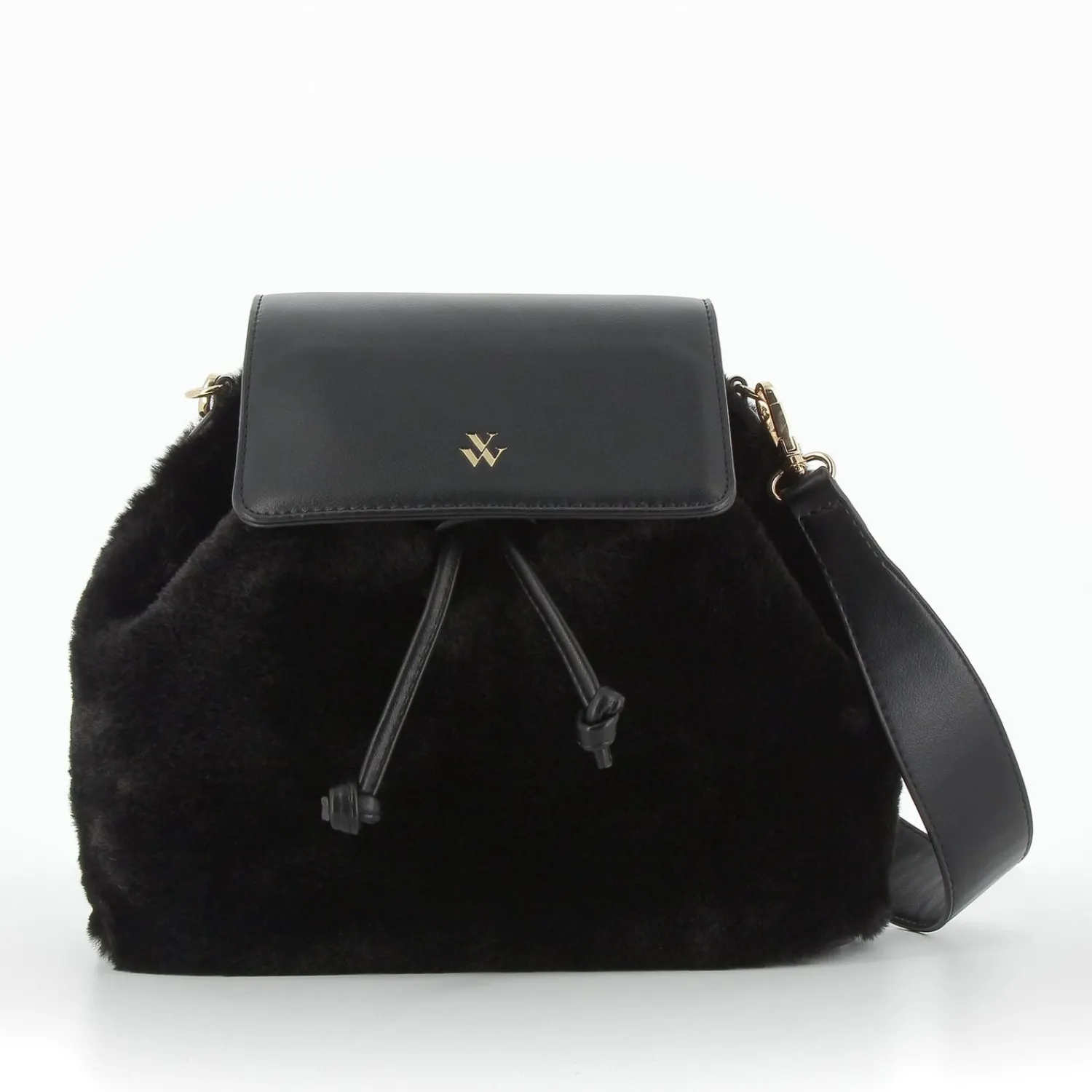 Vanessa Wu Sacs>Sac A Dos Edith Noir En Fausse Fourrure