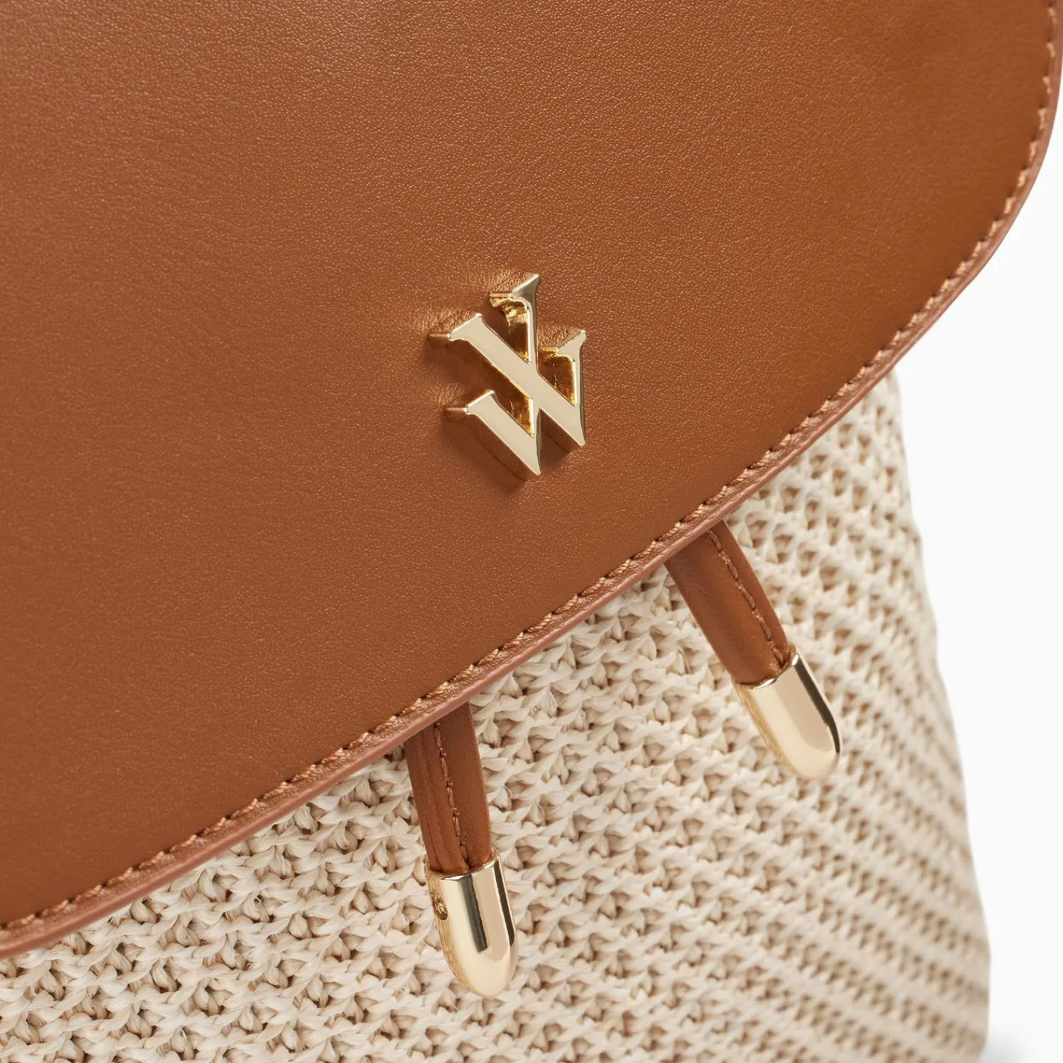 Vanessa Wu Sacs>Sac A Dos Myriam En Raphia Ecru Et Camel