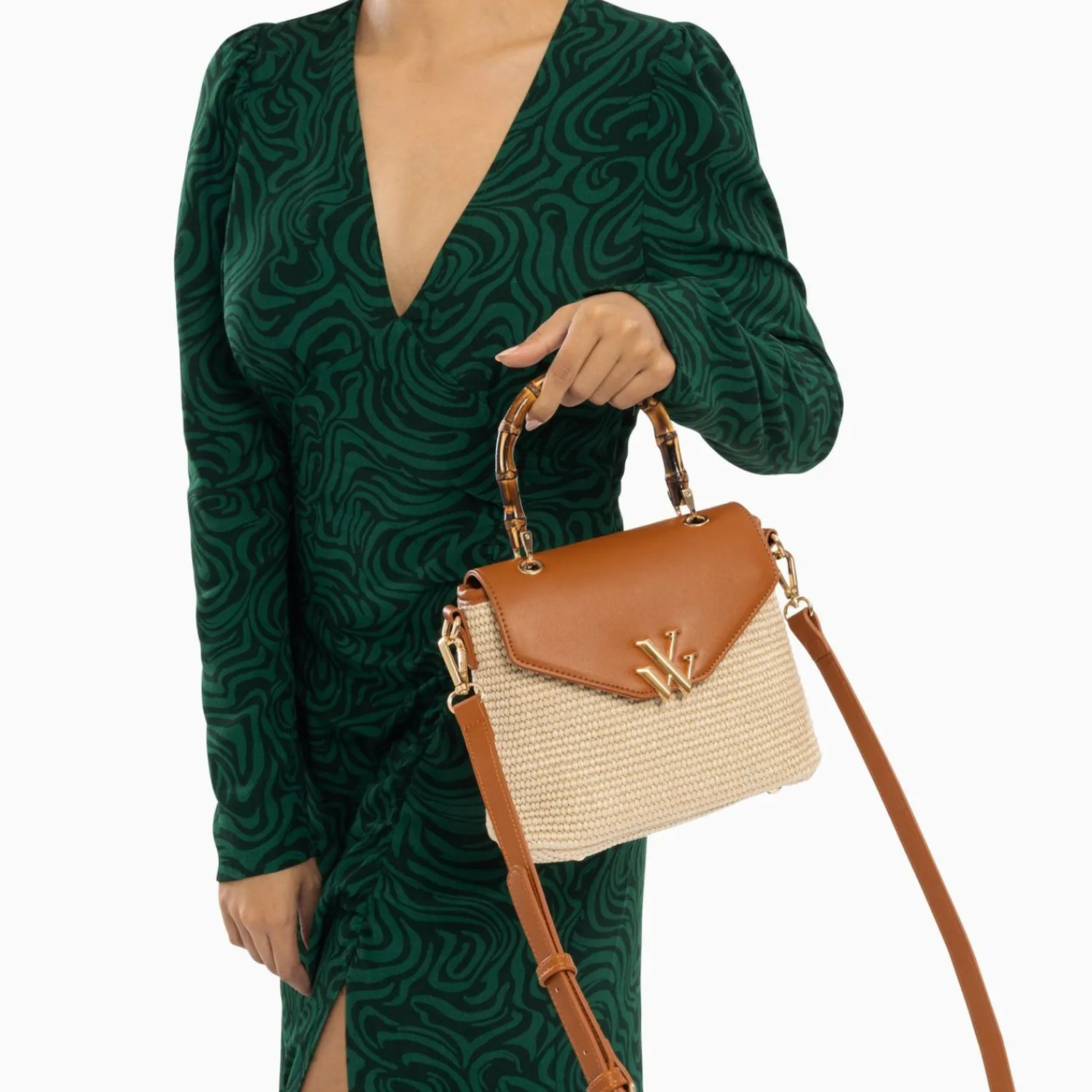 Vanessa Wu Sacs>Sac A Main Gwenaelle Camel A Anse En Faux Bambou