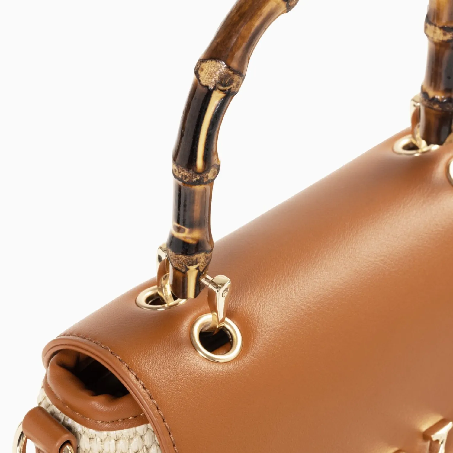 Vanessa Wu Sacs>Sac A Main Gwenaelle Camel A Anse En Faux Bambou