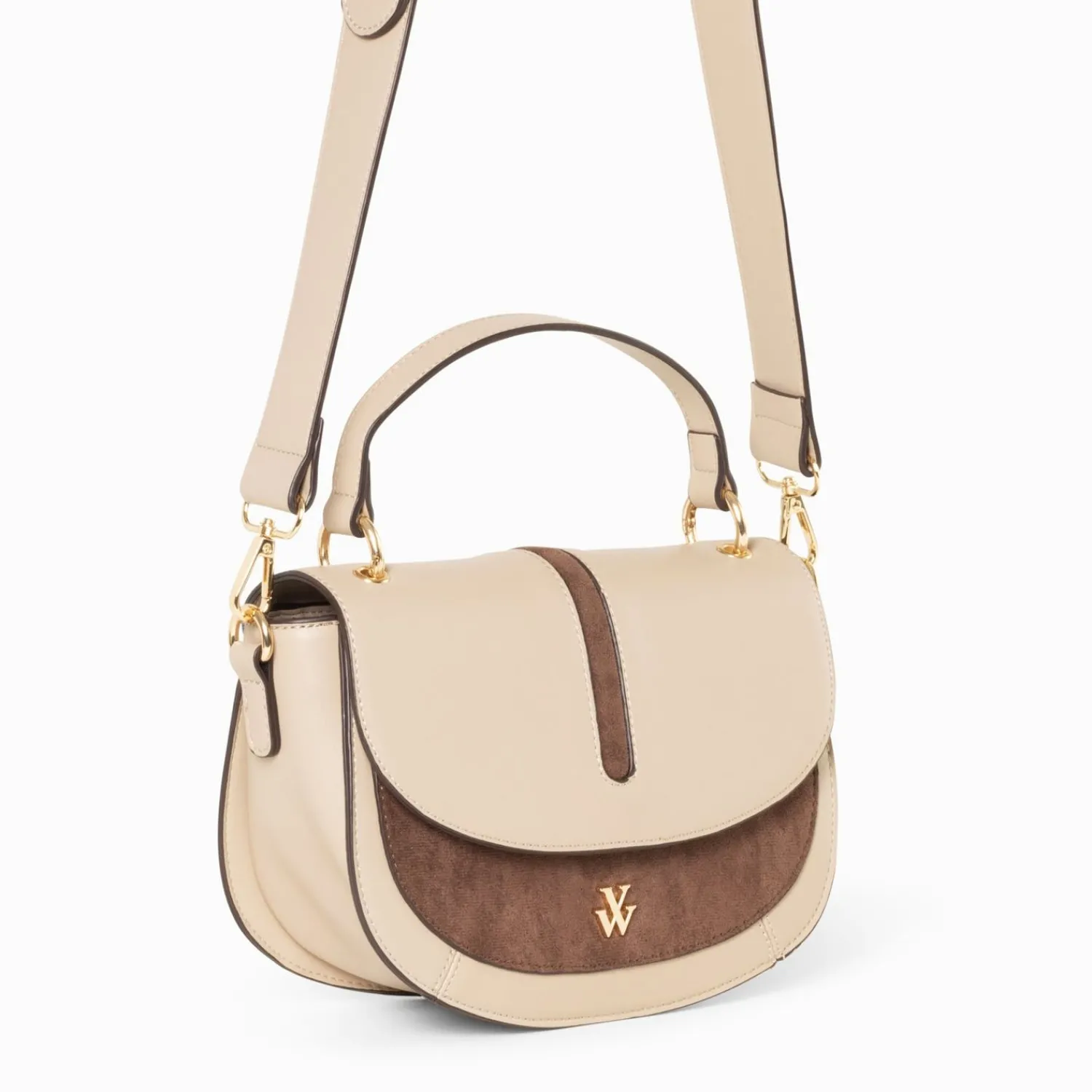 Vanessa Wu Sacs>Sac A Main Loeline Bi-Matiere Taupe