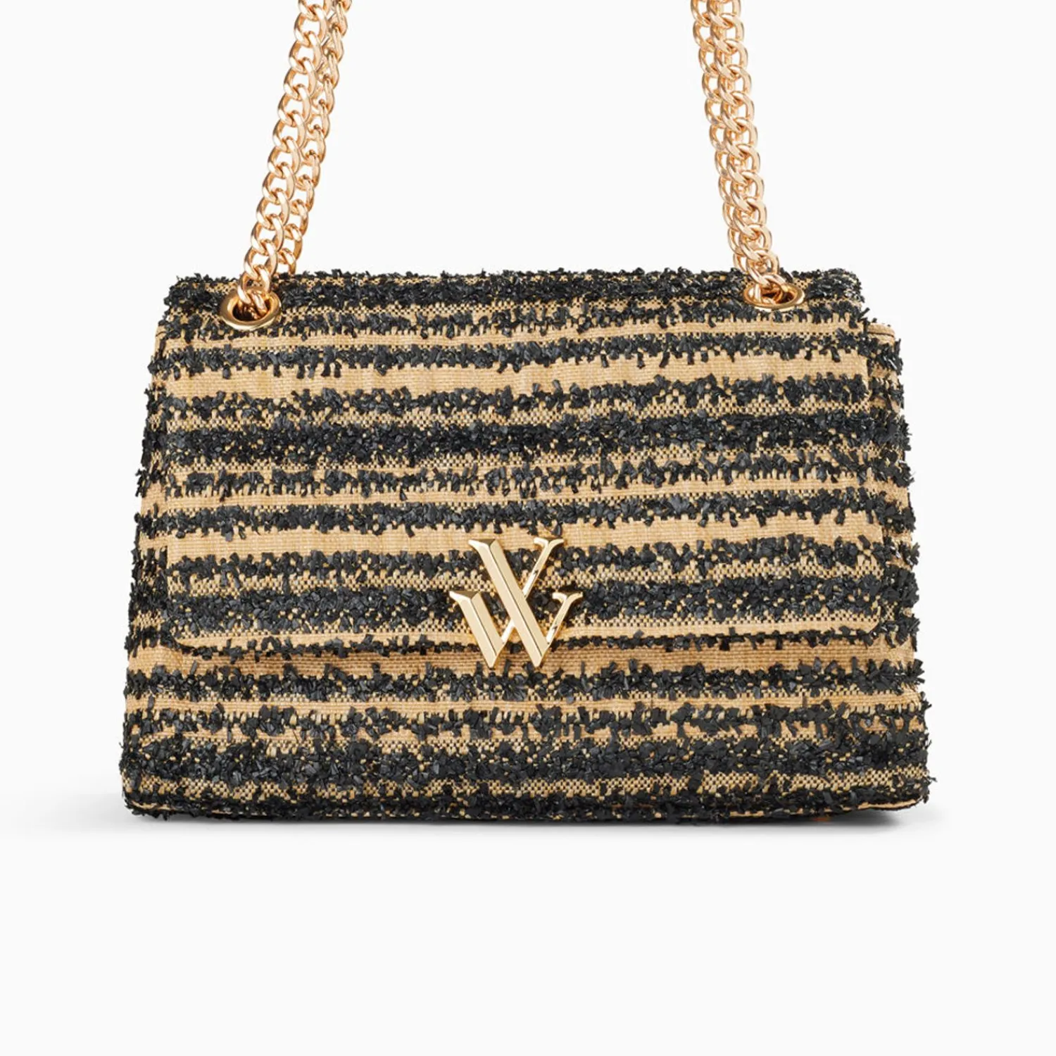 Vanessa Wu Sacs>Sac A Main Naomi Noir Et Beige A Chaine