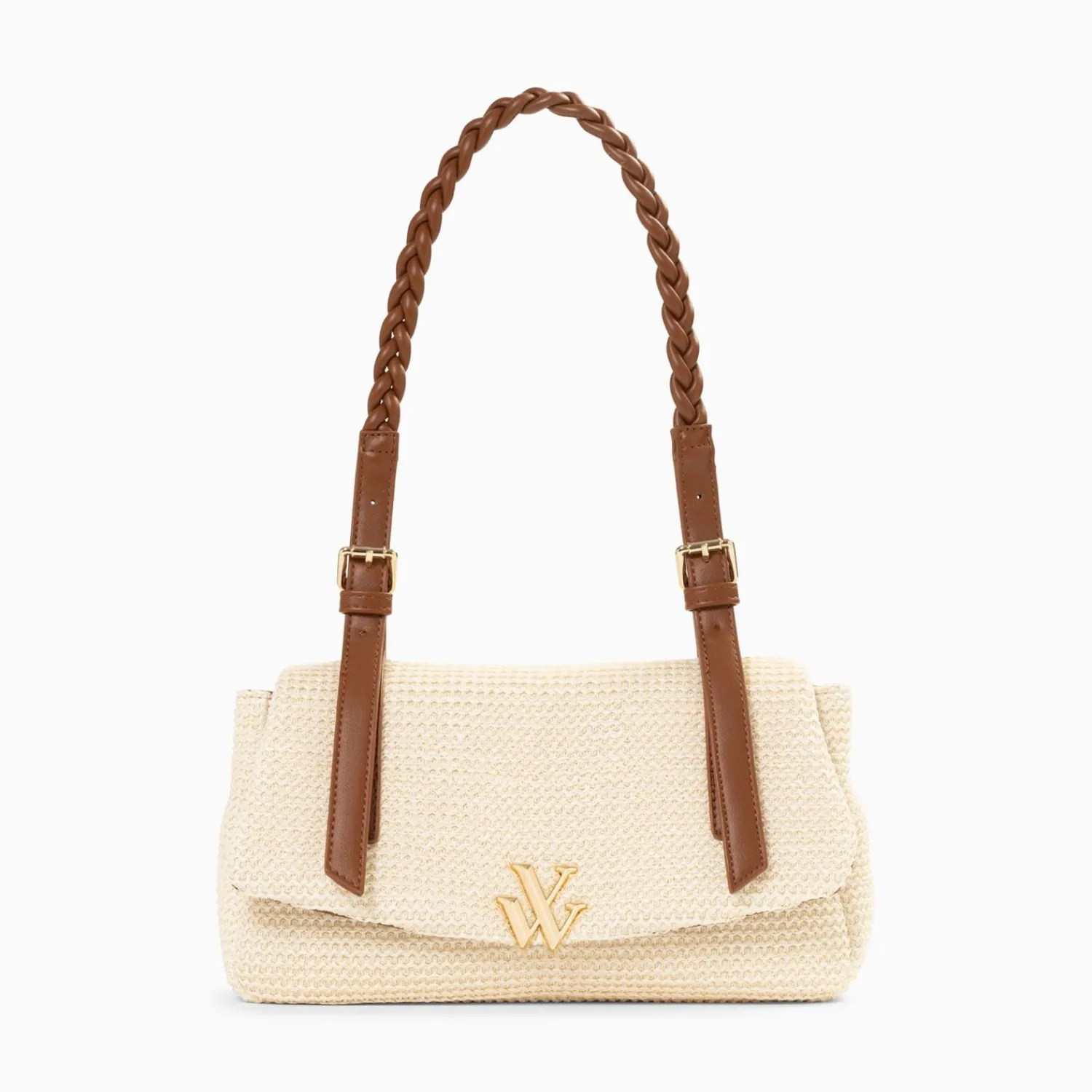 Vanessa Wu Sacs>Sac Baguette Isaline En Raphia Beige Clair A Anse Tressee