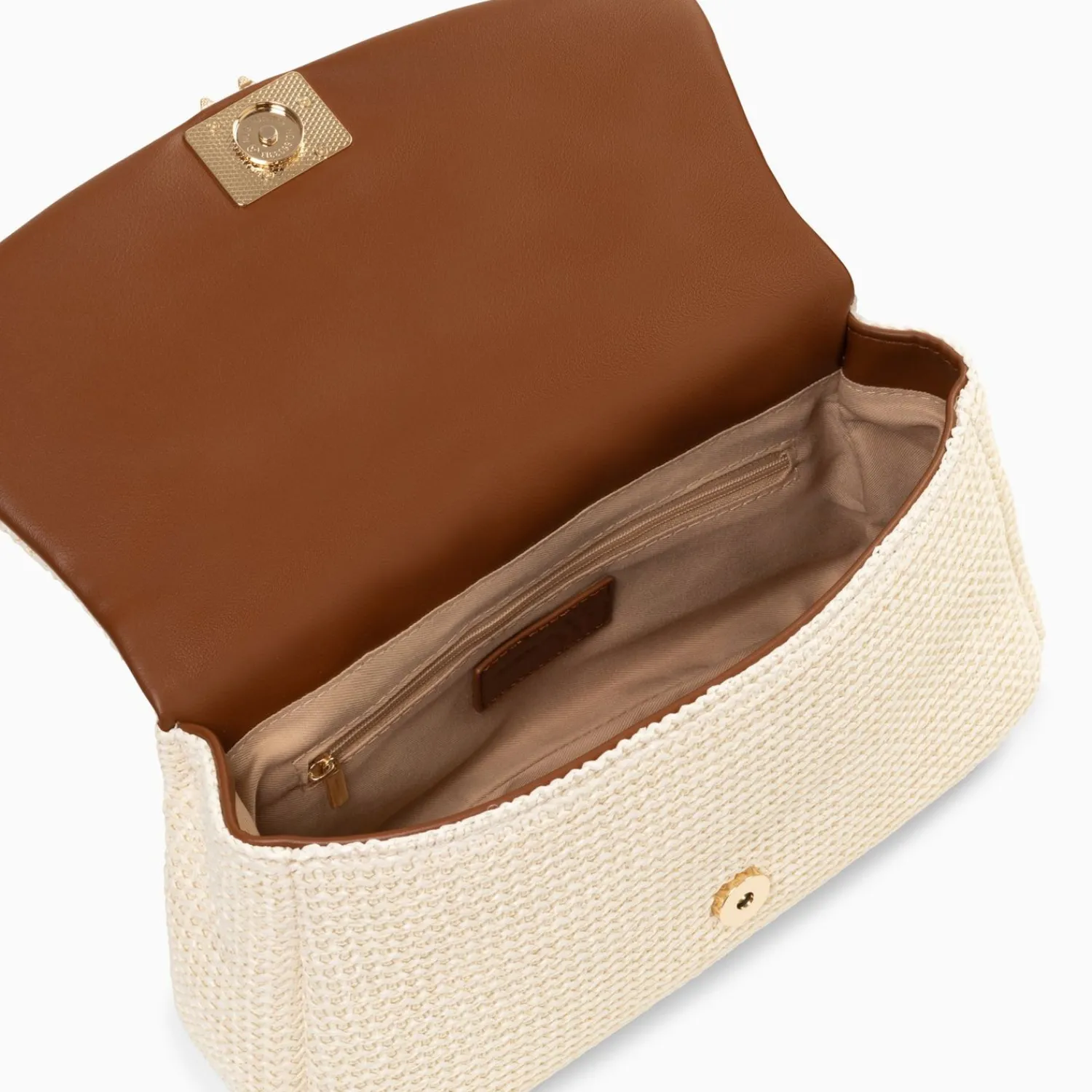 Vanessa Wu Sacs>Sac Baguette Isaline En Raphia Beige Clair A Anse Tressee