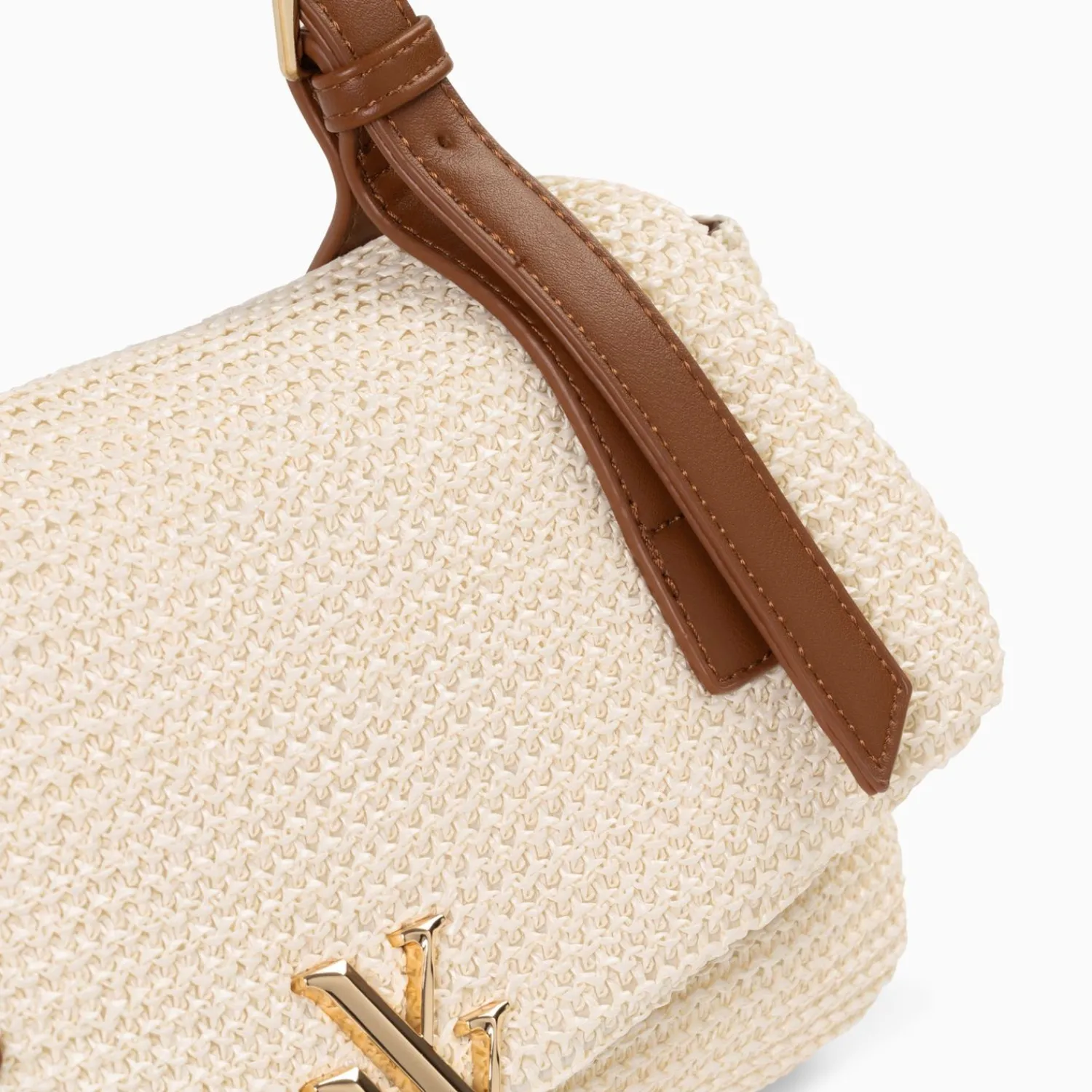 Vanessa Wu Sacs>Sac Baguette Isaline En Raphia Beige Clair A Anse Tressee