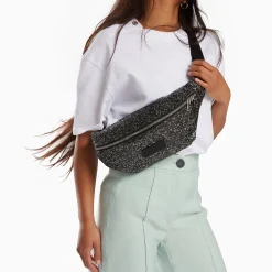 Vanessa Wu Sacs>Sac Banane Lydie Noir A Paillettes