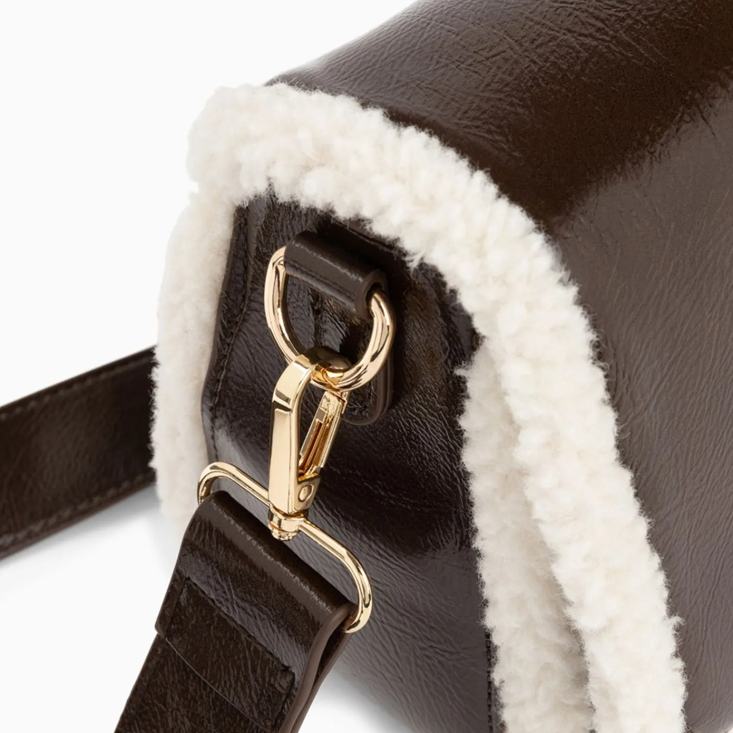 Vanessa Wu Sacs>Sac Bandouliere Bertina Marron A Rabat Et Faux Shearling