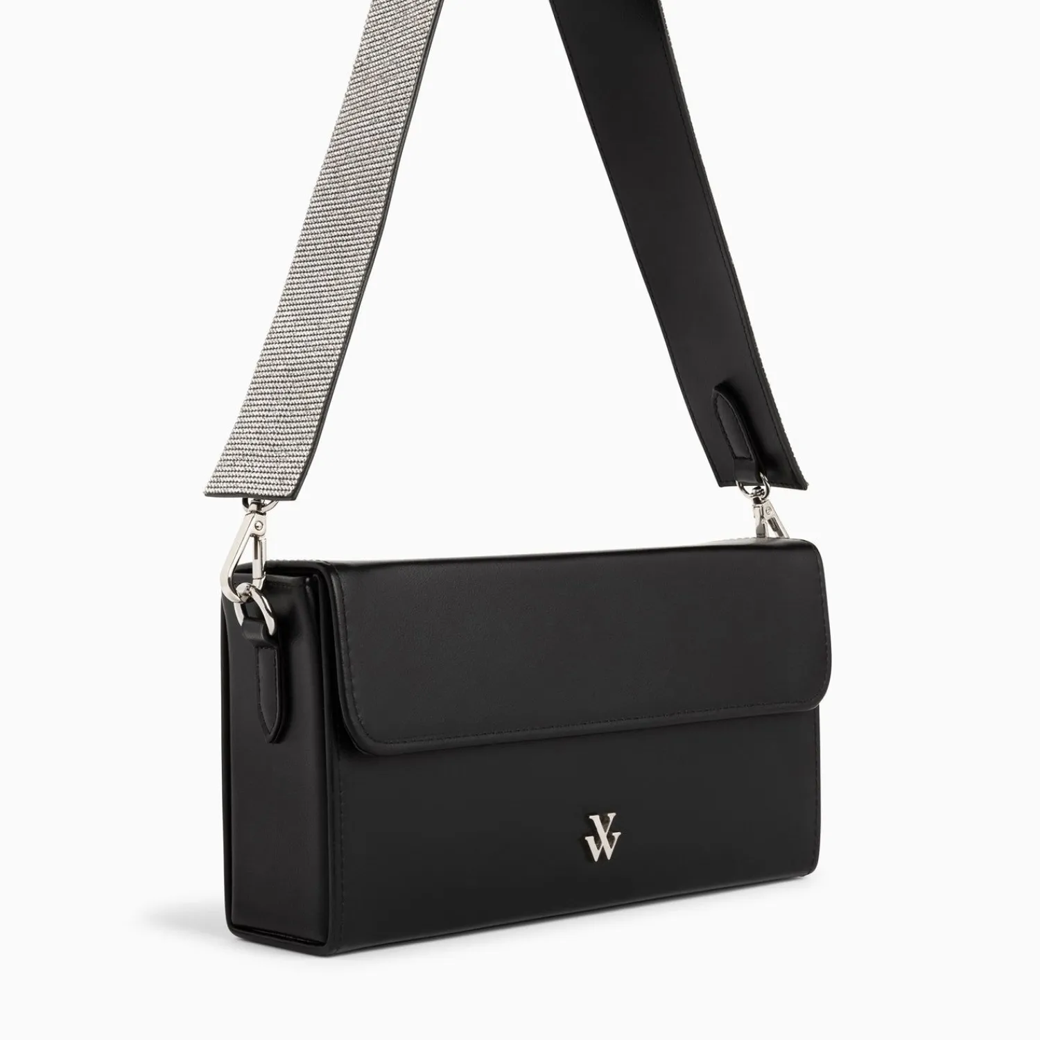 Vanessa Wu Sacs>Sac Bandouliere Sydney Noir A Rabat Et Strass
