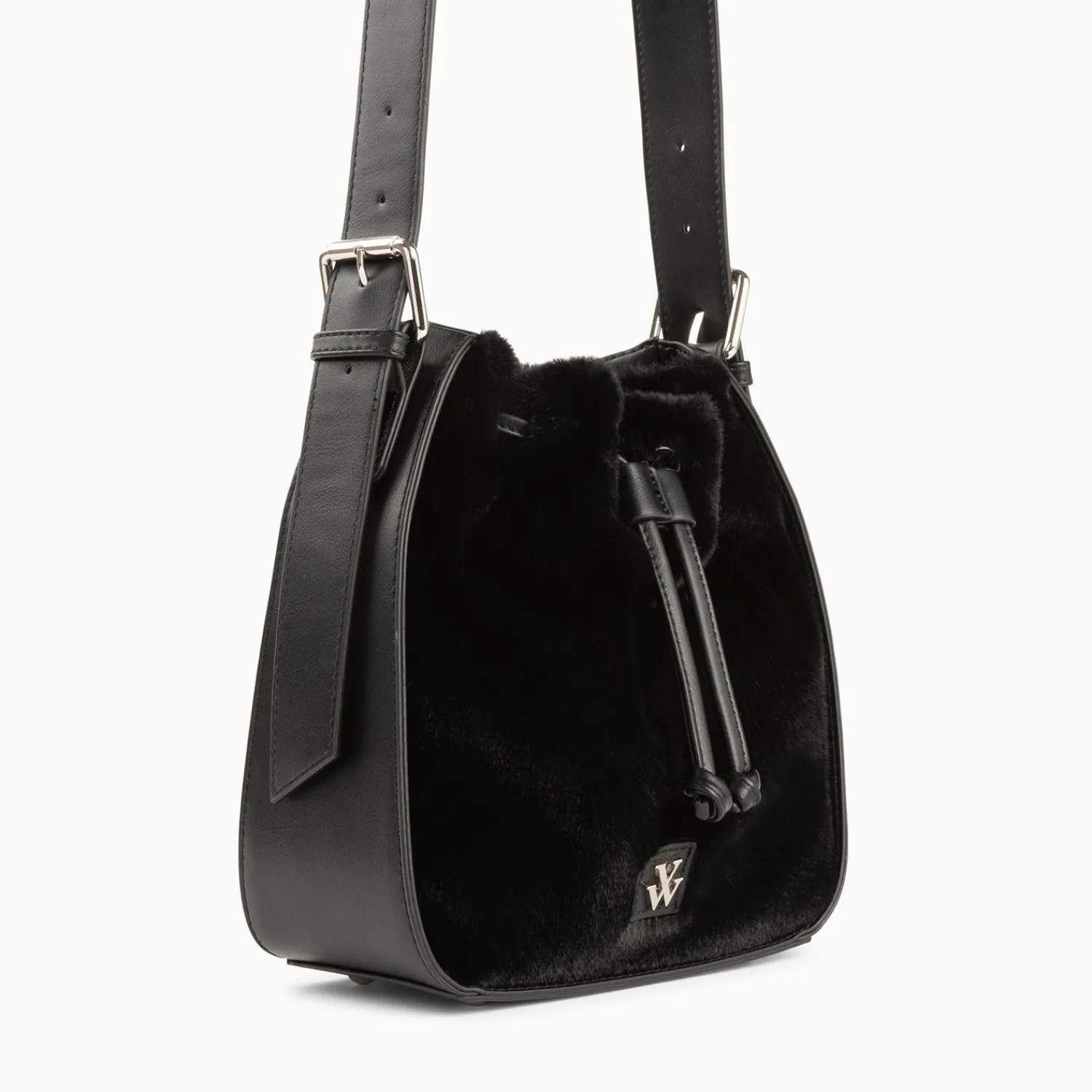 Vanessa Wu Sacs>Sac Bourse Gladis Noir En Fausse Fourrure
