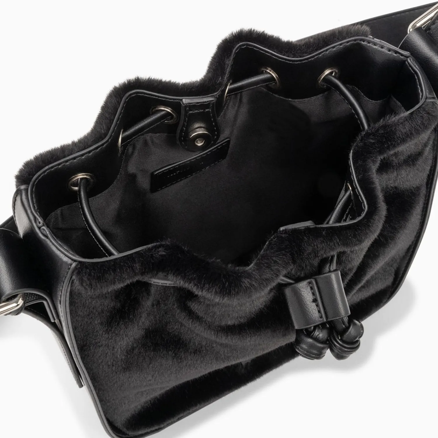 Vanessa Wu Sacs>Sac Bourse Gladis Noir En Fausse Fourrure