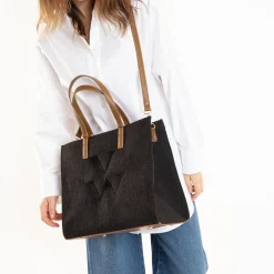 Vanessa Wu Sacs>Sac Cabas Monogramme Emilia Noir