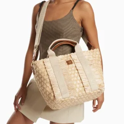 Vanessa Wu Sacs>Sac Cabas Trapeze Maya Beige A Franges