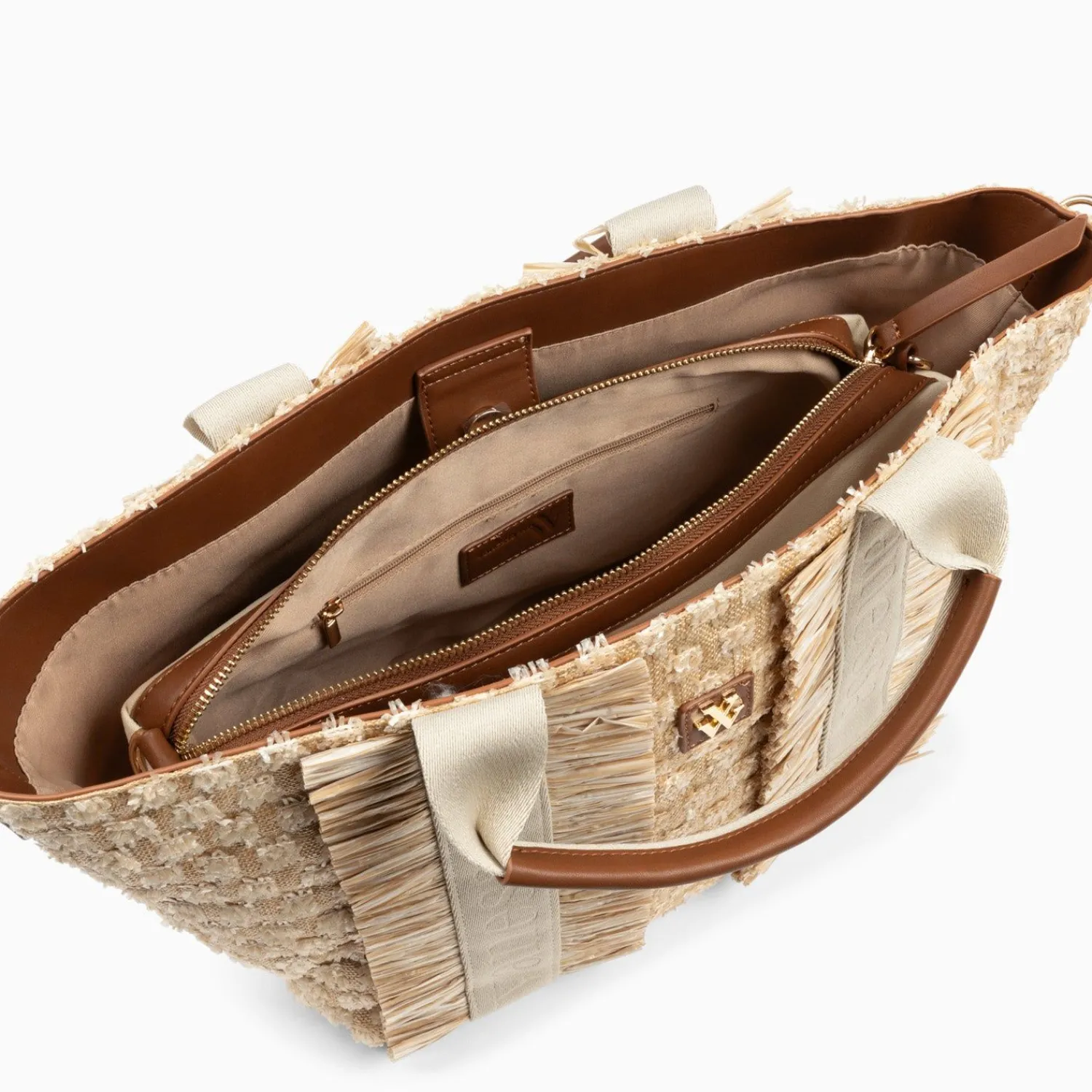 Vanessa Wu Sacs>Sac Cabas Trapeze Maya Beige A Franges