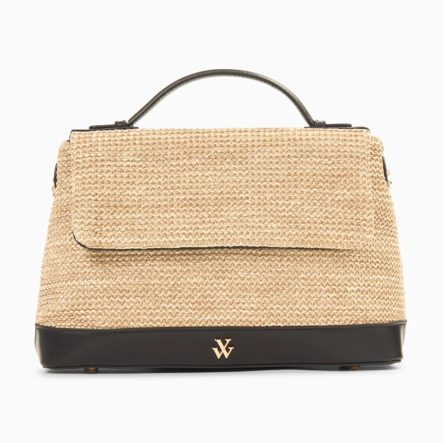 Vanessa Wu Sacs>Sac Cartable Katie En Raphia Beige A Details Noirs