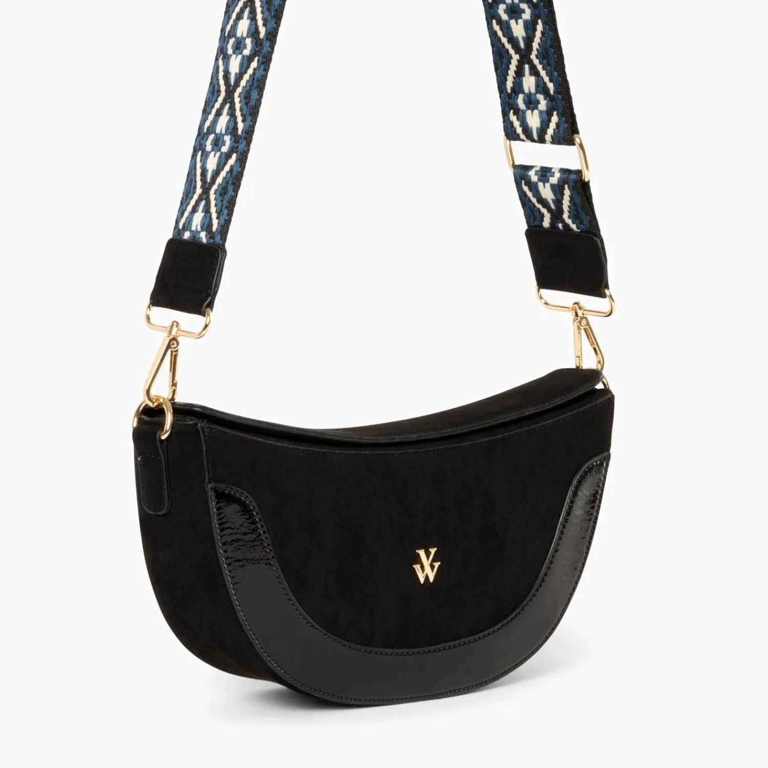 Vanessa Wu Sacs>Sac Demi-Lune Rym Noir Bi-Matiere