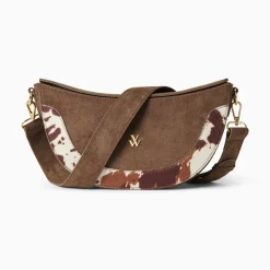 Vanessa Wu Sacs>Sac Demi-Lune Rym Taupe Bi-Matiere