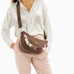 Vanessa Wu Sacs>Sac Demi-Lune Rym Taupe Bi-Matiere