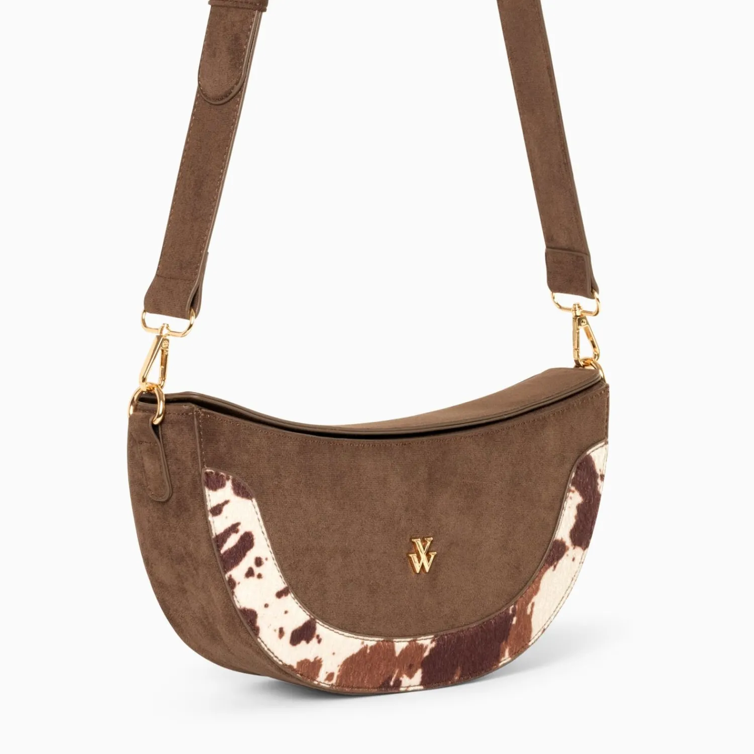 Vanessa Wu Sacs>Sac Demi-Lune Rym Taupe Bi-Matiere