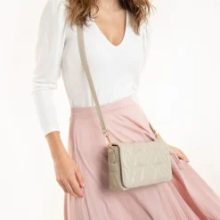 Vanessa Wu Sacs>Sac Matelasse Noelie Monogrammes Beige